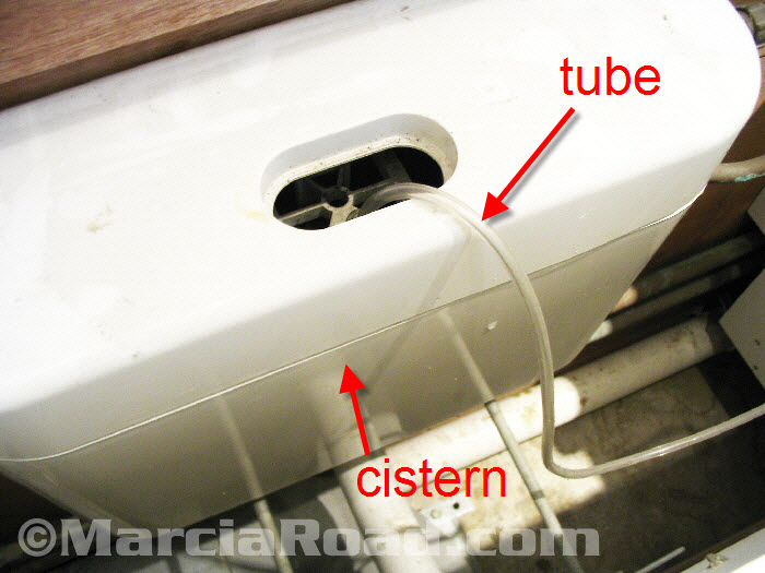The pipe that passes air from the flush button to the cistern